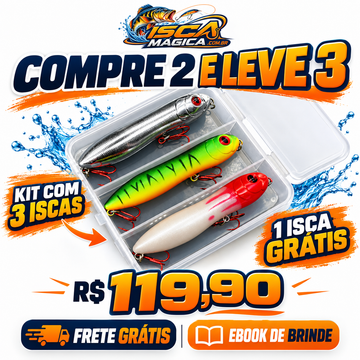Kit com 3 Unidades isca Zig Zag para Tucunaré e Traíra / Isca Magica