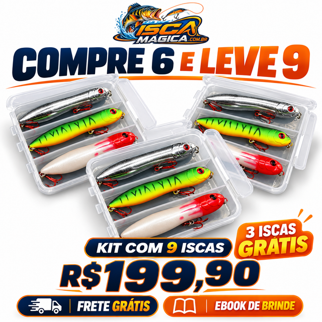 Kit com 3 Unidades isca Zig Zag para Tucunaré e Traíra / Isca Magica
